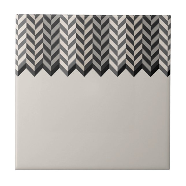 Gray Bordered Herringbone Stripes Pattern Tile (Front)
