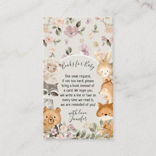 Gray Botanical Forest Animal Books for baby Enclosure Card