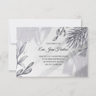 Gray Botanical Sympathy Thank You Card