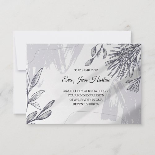 Gray Botanical Sympathy Thank You Card