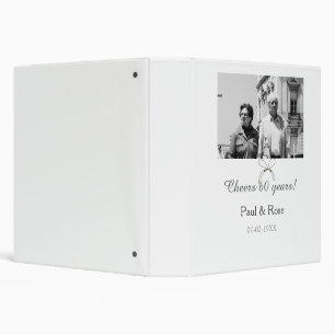 Gray bow cheers to 60 years anniversary wedding 3 ring binder