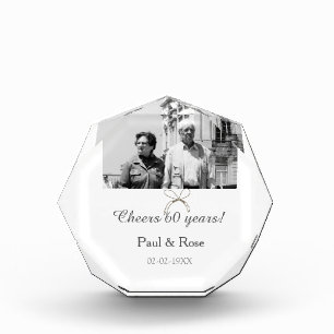 Gray bow cheers to 60 years anniversary wedding acrylic award