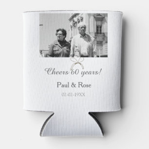 Gray bow cheers to 60 years anniversary wedding  can cooler