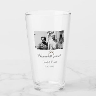 Gray bow cheers to 60 years anniversary wedding glass