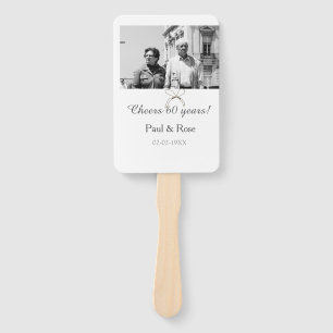 Gray bow cheers to 60 years anniversary wedding hand fan