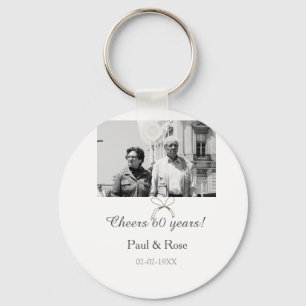 Gray bow cheers to 60 years anniversary wedding keychain