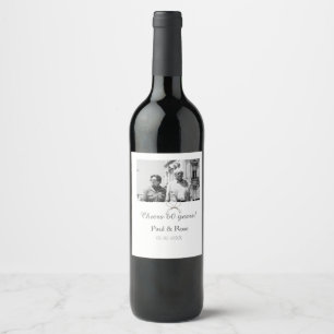 Gray bow cheers to 60 years anniversary wedding  wine label