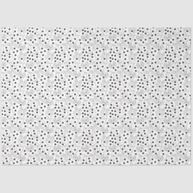 Gray Bows & Dark Gray Dots Tissue Paper (Front)