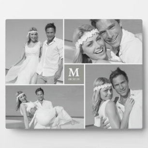Gray Box Timeless Monogram Wedding Photo Easel Plaque