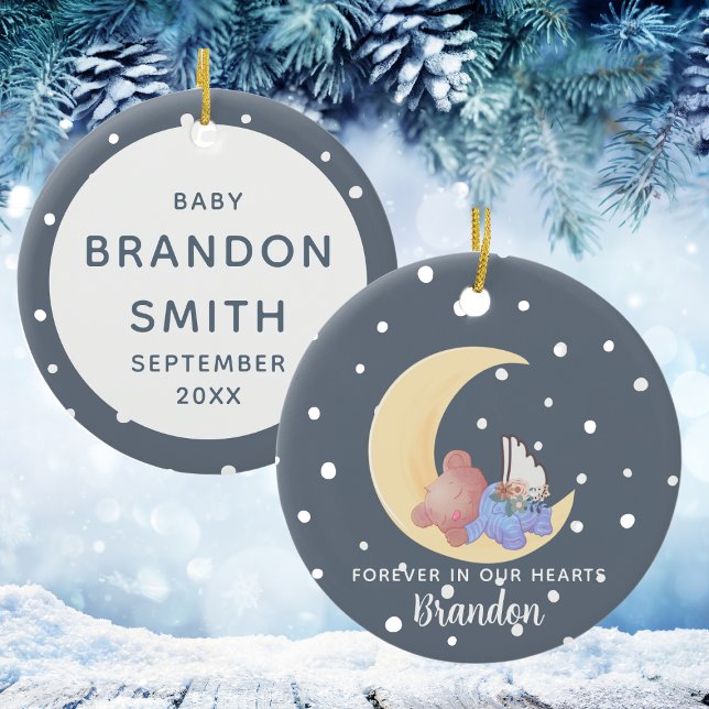 Gray Boy Angel Wings Baby Loss Memorial Christmas Ceramic Ornament (Gray Boy Angel Wings Baby Loss Memorial Christmas Ceramic Ornament
)