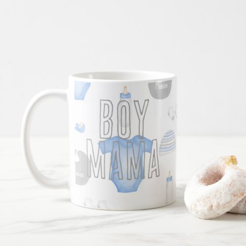 Gray Boy Mama Babys Name Socks Hat Bottle Coffee Coffee Mug