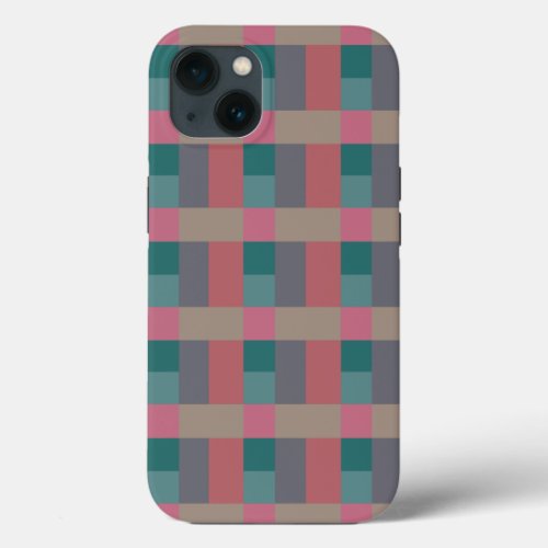 Gray Brick Green Pink Beige Color Block iPhone 13 Case