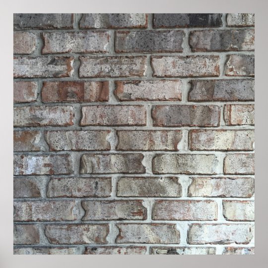 Gray Brick Wall Grunge Bricks Background Texture Poster | Zazzle.com