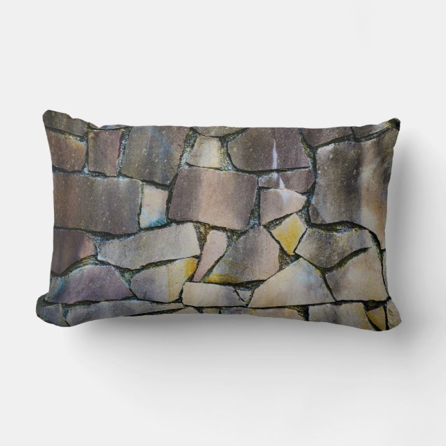 Gray brick wall lumbar pillow (Front)