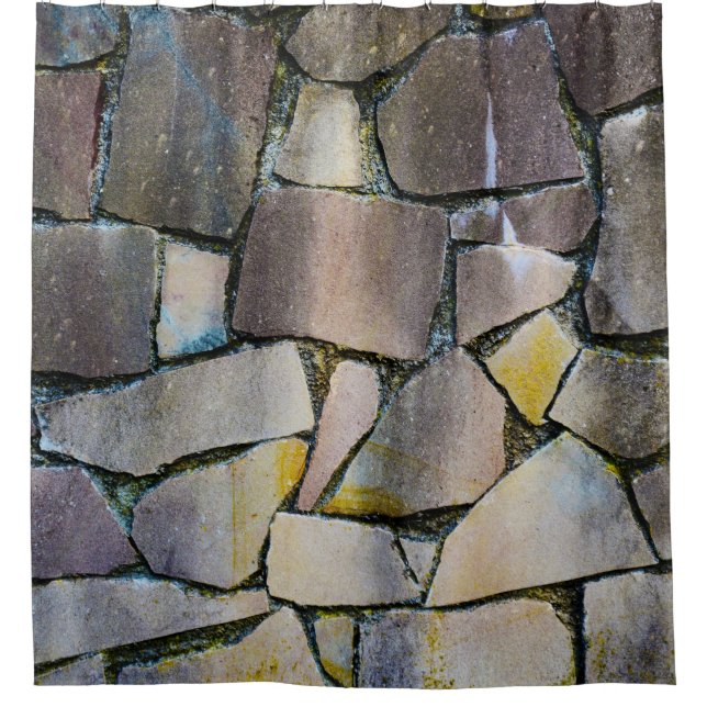 Gray brick wall shower curtain (Front)