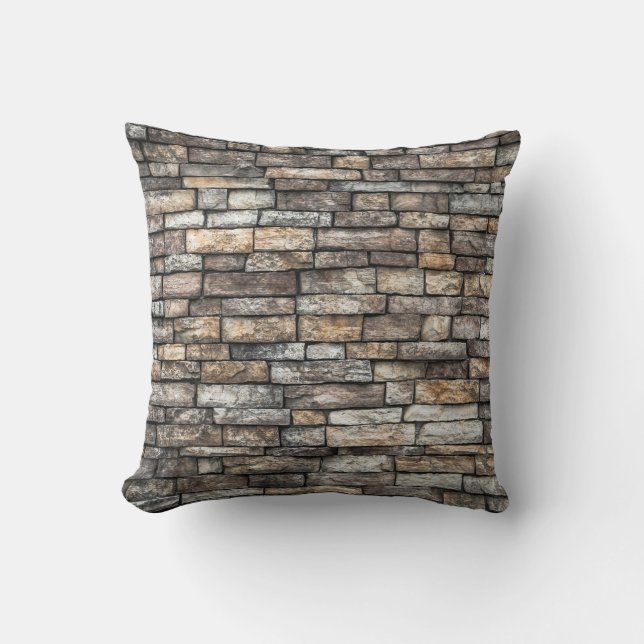 Gray Brick Wall Texture Industrial Style Modern Throw Pillow (Front)