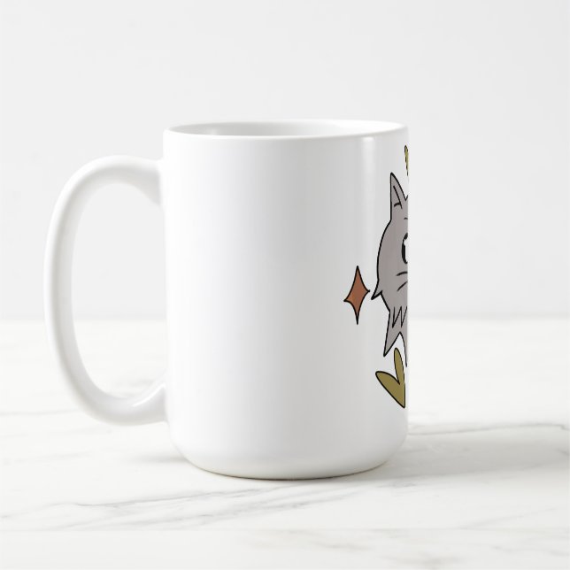 Gray bright cat coffee mug (Left)