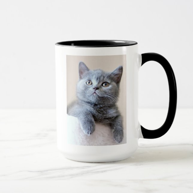Gray British Shorthair Cat Mug (Right)