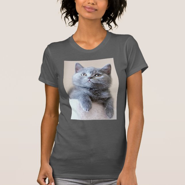 Gray British Shorthair Cat T-Shirt (Front)