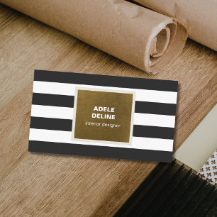 Gray Bronze Stripes Elegant Interior Designer Business Card