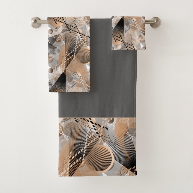 Gray, brown abstraction. bath towel set (Insitu)