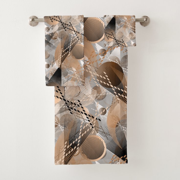 Gray, brown abstraction. bath towel set Zazzle