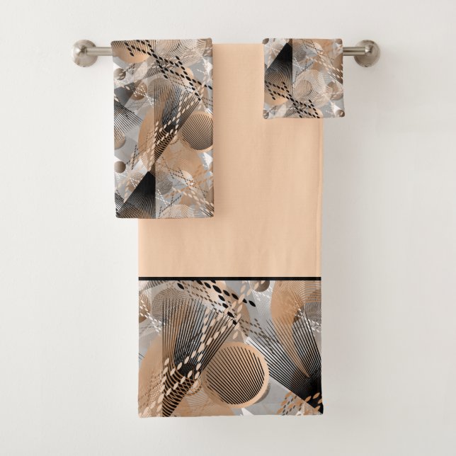 Gray, brown abstraction. bath towel set (Insitu)