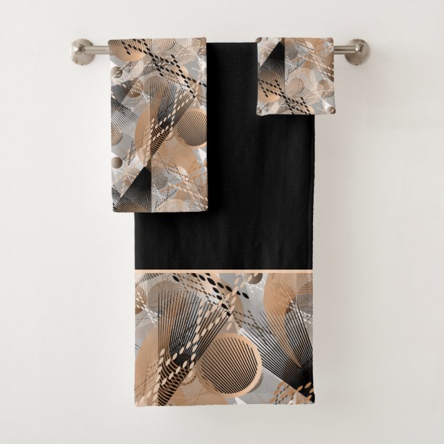 Gray, brown abstraction. bath towel set (Insitu)