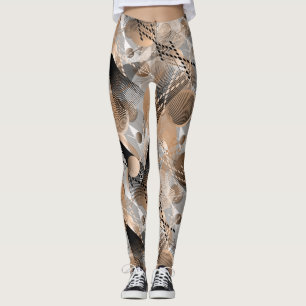 Gray, brown abstraction. leggings