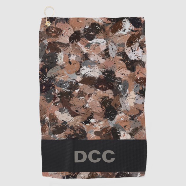 Gray, Brown and Black Paint Splatters  Golf Towel (Front)