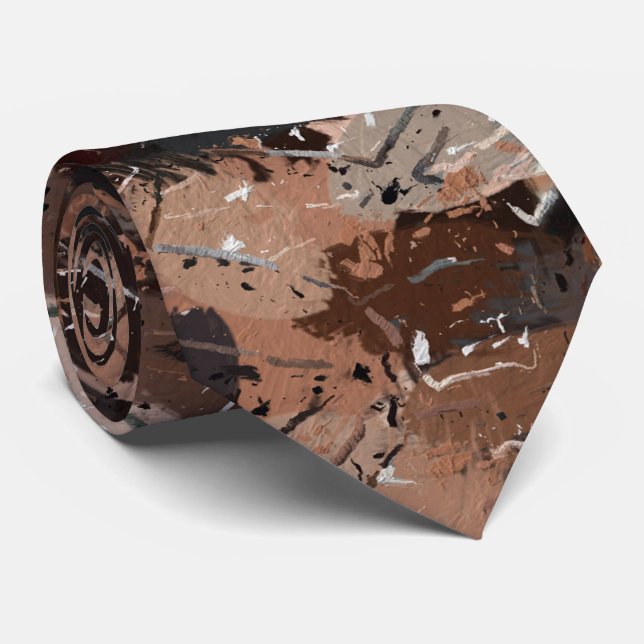 Gray, Brown and Black Paint Splatters  Neck Tie (Rolled)