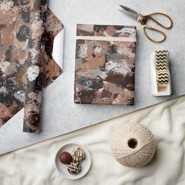 Gray, Brown and Black Paint Splatters Wrapping Paper (Crafts)