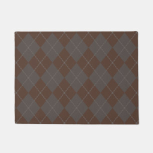 Gray Brown Argyle Doormat Rug Gift