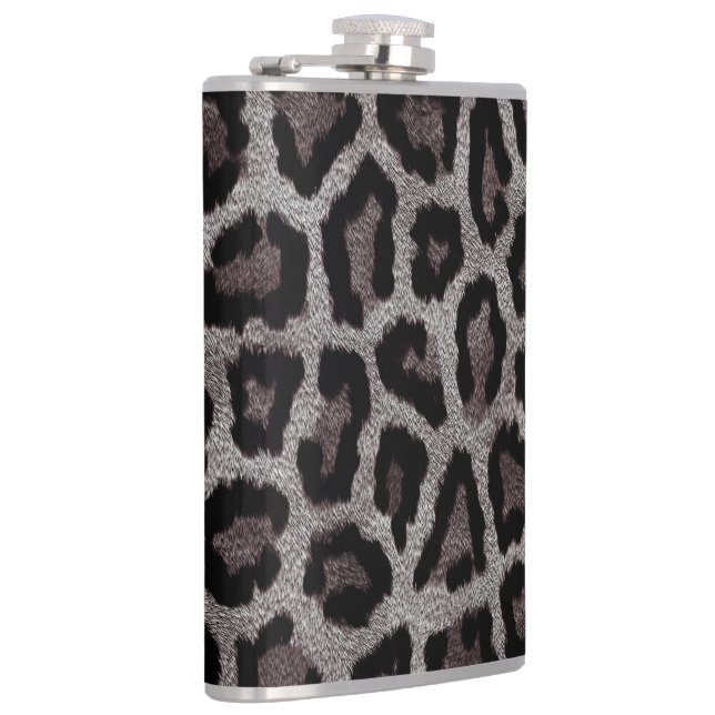Gray Brown Black Leopard Animal Print Flask (Right)