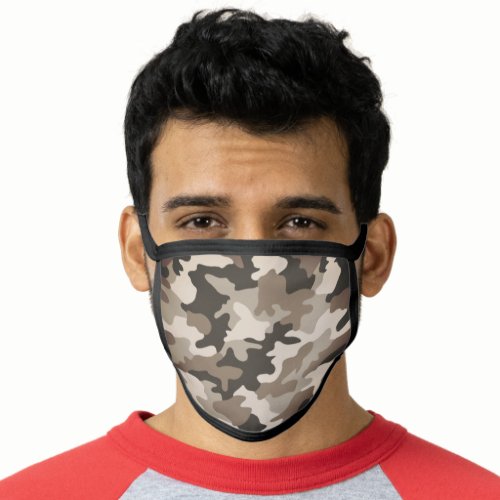 Gray  Brown Camouflage Face Mask