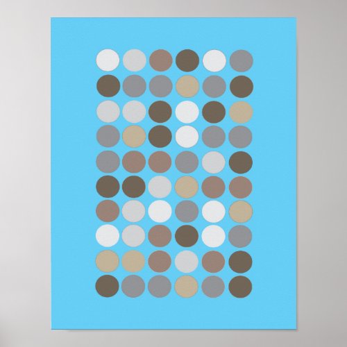 Gray  Brown Circles Blue Modern Pattern Abstract Poster