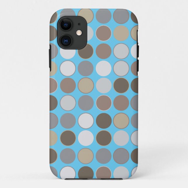 Gray & Brown Circles w/Blue Modern Pattern Case-Mate iPhone Case (Back)