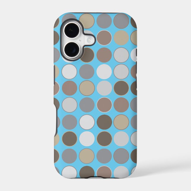 Gray & Brown Circles w/Blue Modern Pattern Iphone Case (Back)
