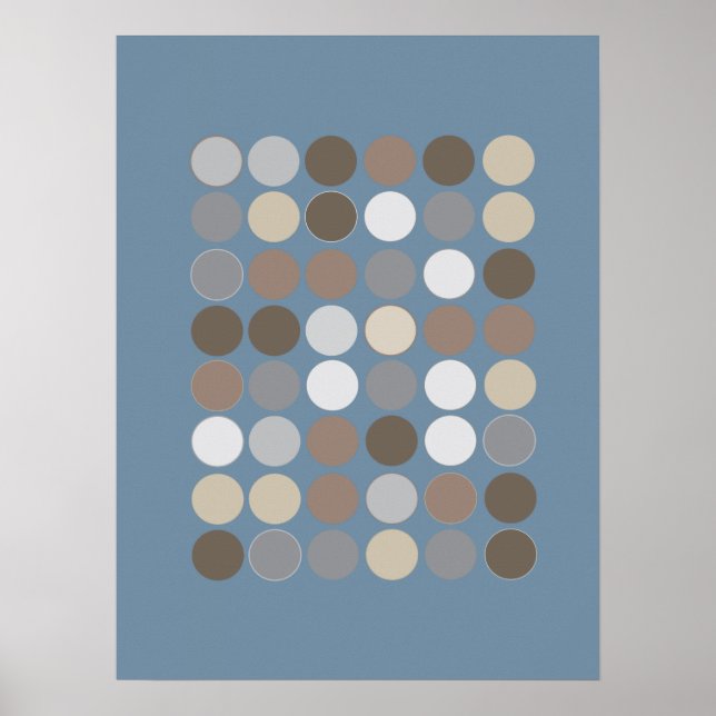 Gray & Brown Circles w/Slate Blue Pattern Modern Poster (Front)
