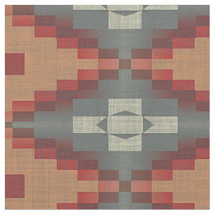 Gray Brown Dark Red Orange Taupe Beige Ethnic Look Fabric