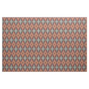 Gray Brown Dark Red Orange Taupe Beige Ethnic Look Fabric