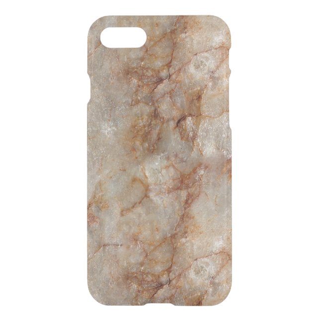 Gray & Brown Faux Marble Stone Pattern Uncommon iPhone Case (Back)