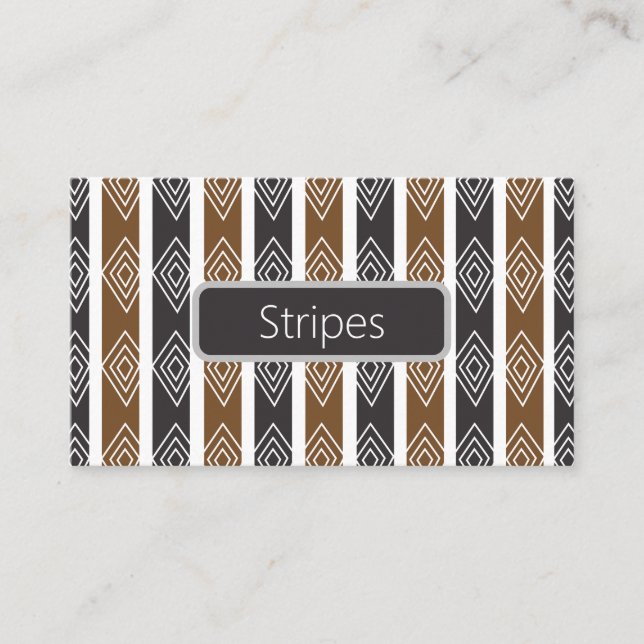 Gray Brown Geometric Diamond Stripes Business Card (Front)