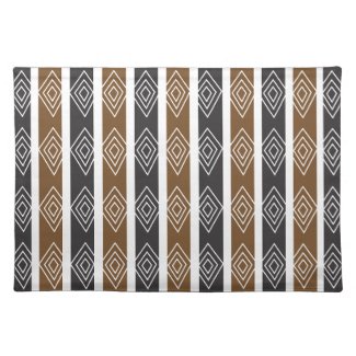 Gray Brown Geometric Diamond Stripes Cloth Placemat