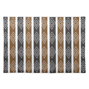 Gray Brown Geometric Diamond Stripes Cloth Placemat