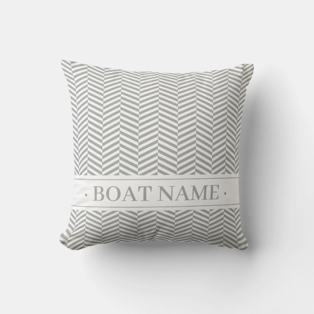 Gray Brown Herringbone Pattern. Geometric Pattern  Outdoor Pillow (Front)