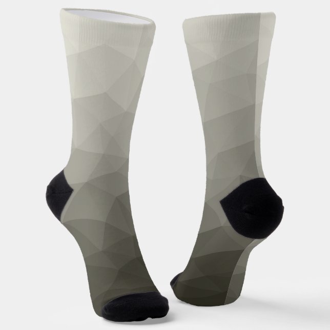 Gray brown light army gradient geometric mesh socks (Angled)