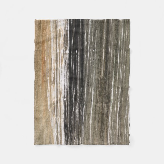 Gray brown lines abstract painting art fleece blanket (Front)