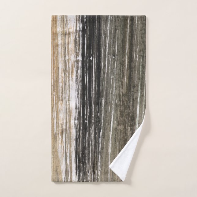 Gray brown lines abstract painting art hand towel  (Hand Towel)