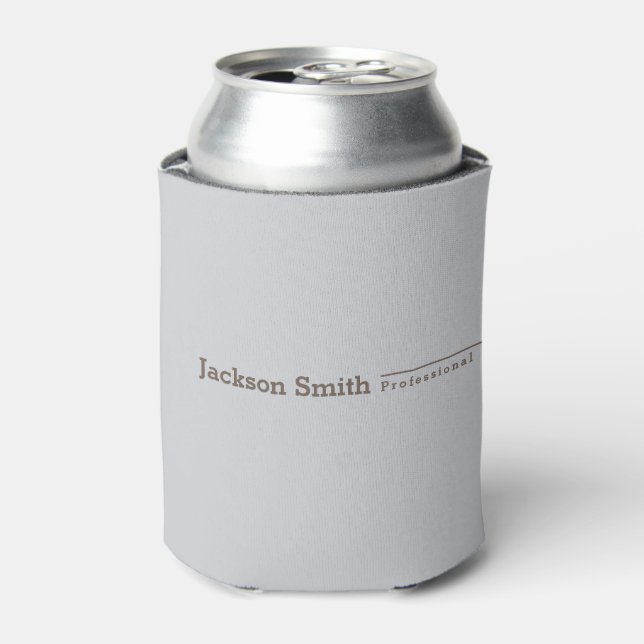 Gray brown modern minimalist personalized name can cooler (Can Front)